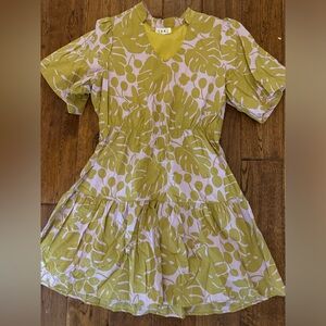 Green and purple midi dress with pattern L